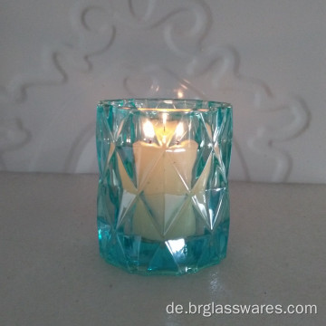 Einzigartiges Kerzenglas aus farbigem Glas mit Diamantdesign